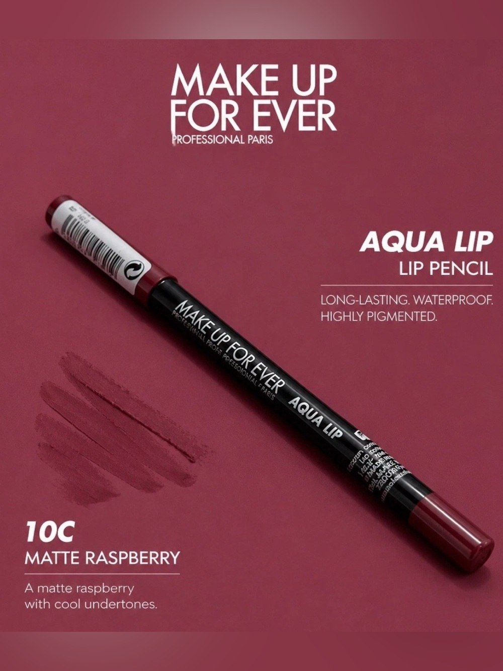Makeup Forever Aqua Lip Pencil 10C Matte Raspberry - Deep Raspberry Lip Liner
